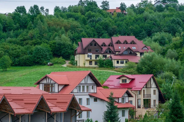 Modern houses on the hills from Bran, Brasov, Romania
