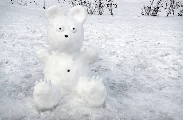 Havas a medve a háttérben a hó — Stock Fotó