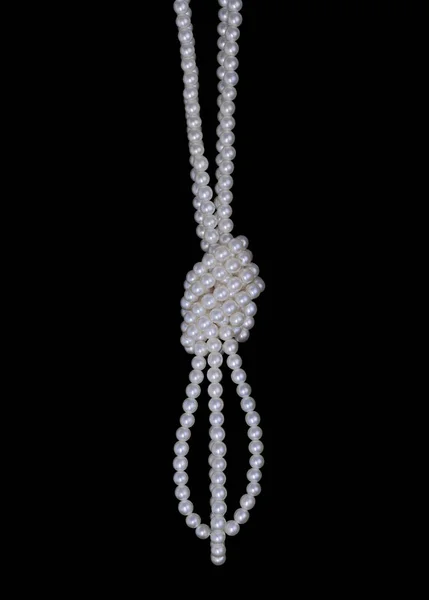 Knot on pearl necklace — Stock Photo, Image