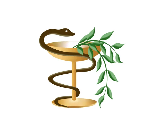 Медицинский символ змея и миска — стоковое фото