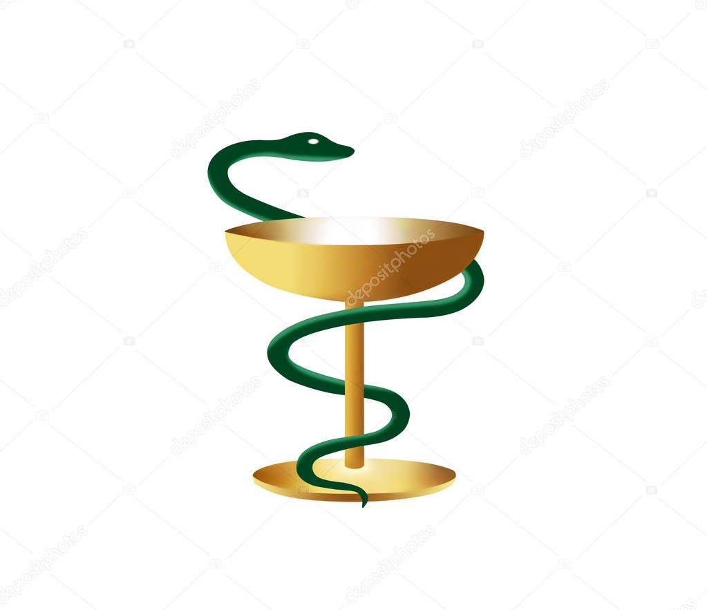 Medical symbol is snake and bowl