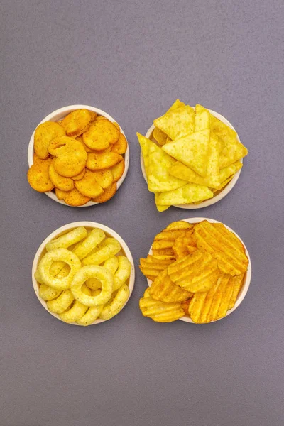 Assorted salty spiced snacks. — Stock Photo, Image