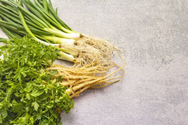 Taş zeminde taze yeşiller