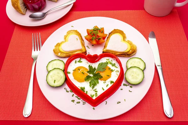 Breakfast on Valentine's Day — Stock Photo, Image
