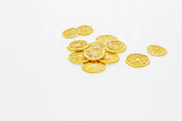 Dried slices of lemon isolated on white background — Stock Photo, Image