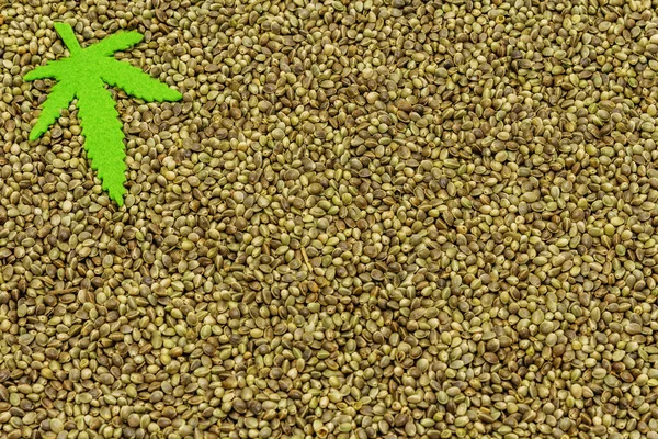 Hemp Seeds Background Felt Hemp Leaf Trend Food Medicine Beauty — Stock Photo, Image