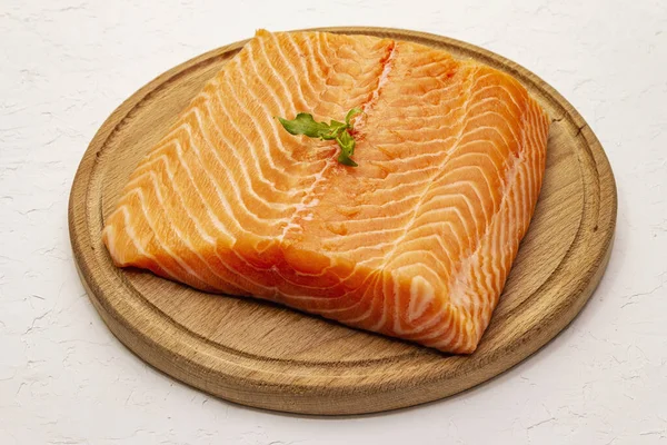 Fresh Salmon Filet Wooden Cutting Board Concept Healthy Balanced Diet — Stock Photo, Image