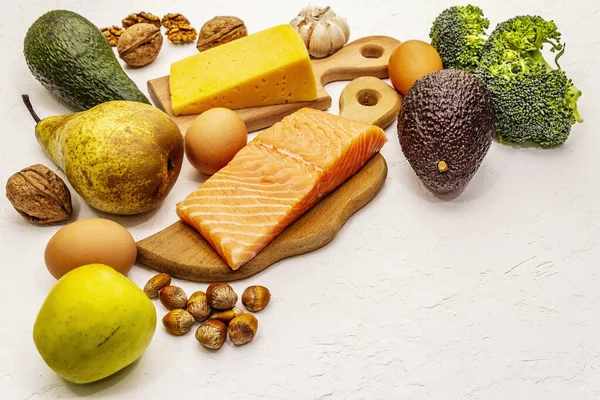 Set Productos Dietéticos Cetogénicos Moda Alimentación Vegetariana Keto Baja Carbohidratos — Foto de Stock