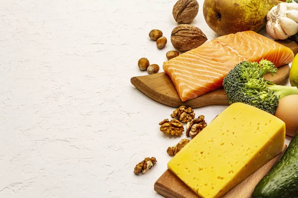 Set Productos Dietéticos Cetogénicos Moda Alimentación Vegetariana Keto Baja Carbohidratos — Foto de Stock
