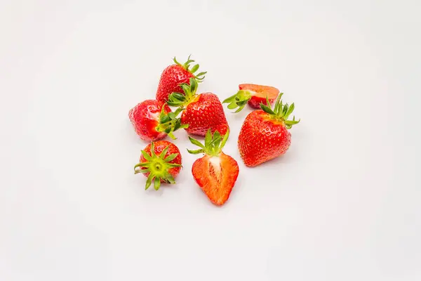 Morango Doce Fresco Isolado Fundo Branco Frutas Maduras Fruta Ingrediente — Fotografia de Stock