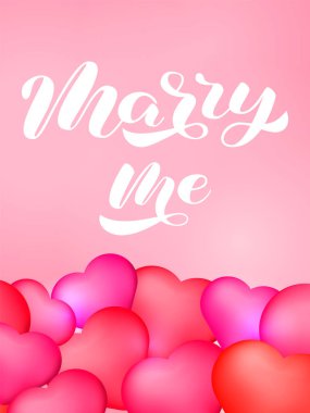 Fırça harfleriyle evlen benimle. Poster veya afiş için vektör stok illüstrasyonu