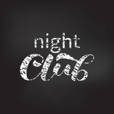 Gece kulübü fırça harfleri. Kart veya poster için vektör stok illüstrasyonu