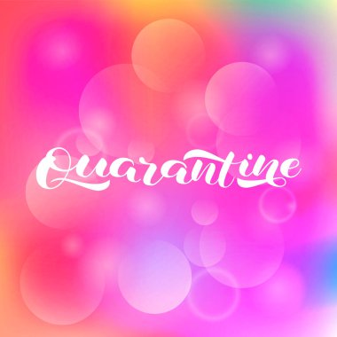 Roman Coronavirus (COVID-19 veya 2019-nCoV). Siyah arka planda karantina fırçası harfleri var. Koronavirüs karantinası kavramı. Poster veya afiş için vektör illüstrasyonu