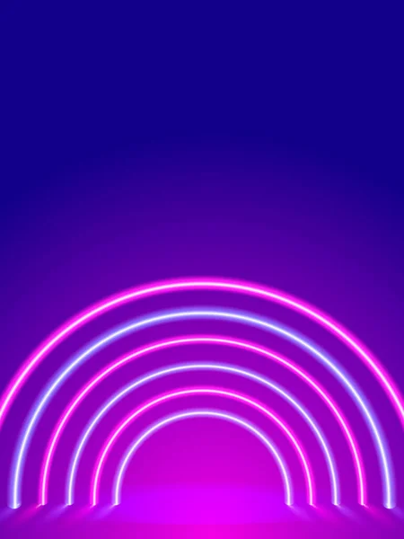 Neon Boog Vormige Verlichting Abstracte Achtergrond Vector Stok Illustratie Voor — Stockvector