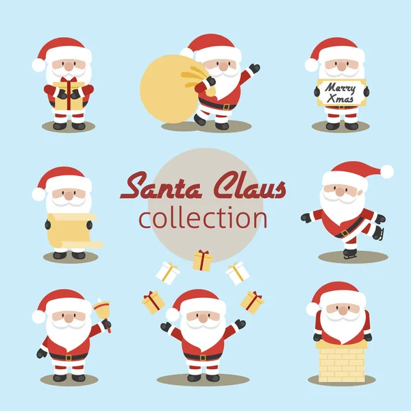 Santa Clauses vector conjunto para la Navidad — Vector de stock