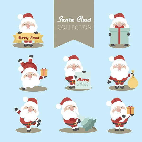 Santa Clauses vector conjunto para la Navidad — Vector de stock