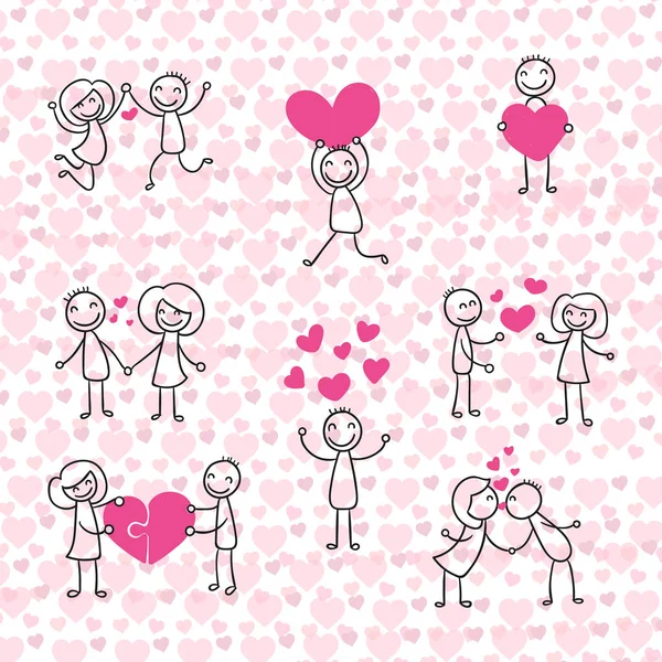 Saint Valentin - Illustration amoureuse des relations romantiques — Image vectorielle