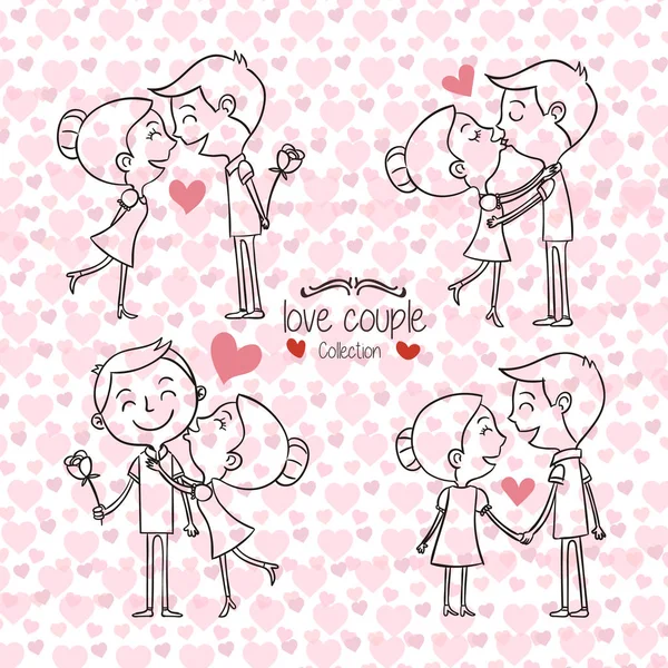 De dag van Valentijnskaarten - romantische relatie minnaar illustratie — Stockvector