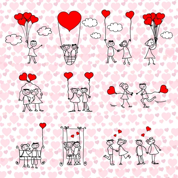 День Святого Валентина - Иллюстрация романтических отношений — стоковый вектор