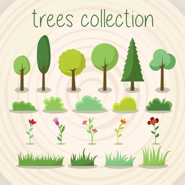 Bäume Farbvektor Auswahl — Stockvektor
