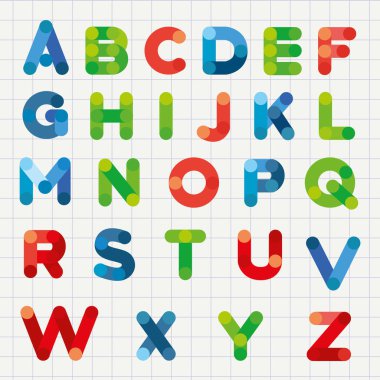 Renk vektör alfabe çizim