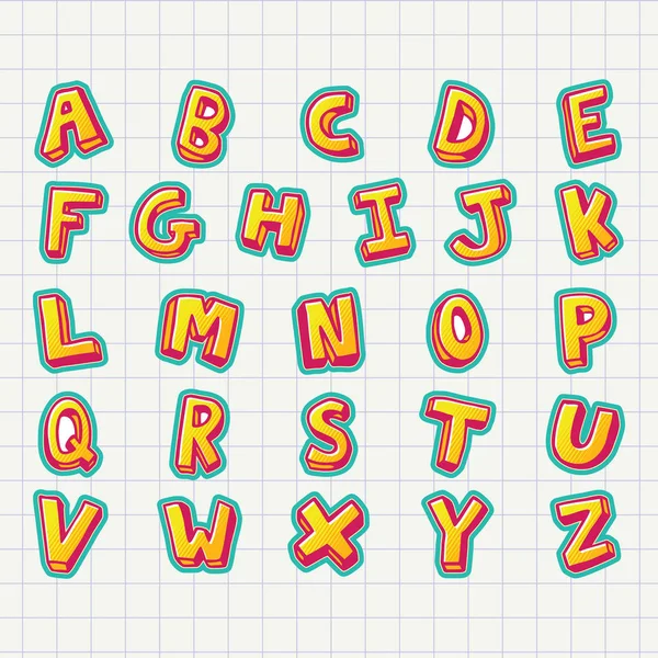 Renk vektör alfabe çizim — Stok Vektör