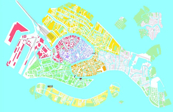 Mappa vettoriale colore Venezia — Vettoriale Stock