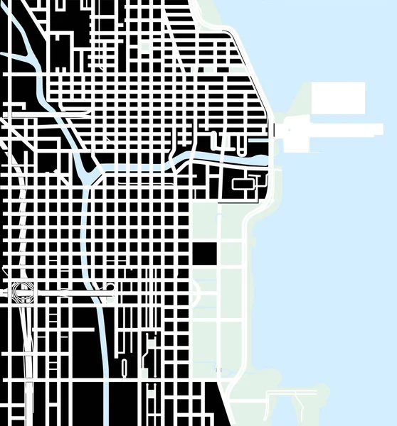 Città Vettoriale Urbana Mappa Chicago Usa — Vettoriale Stock