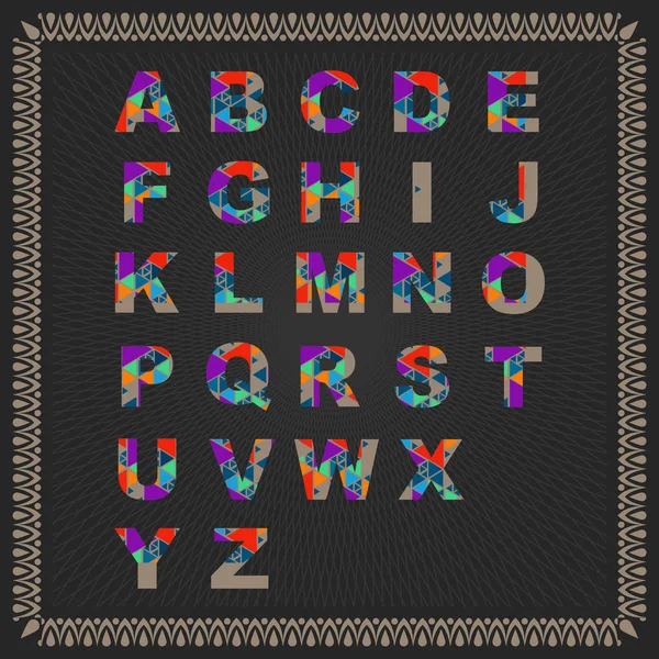 Alphabet Vectoriel Couleur Sur Fond Noir — Image vectorielle