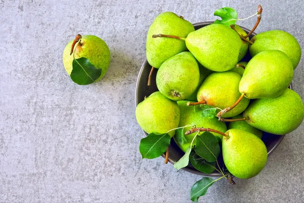 Fresh Green Pears Bowl Harvest Pears — Stock Photo, Image