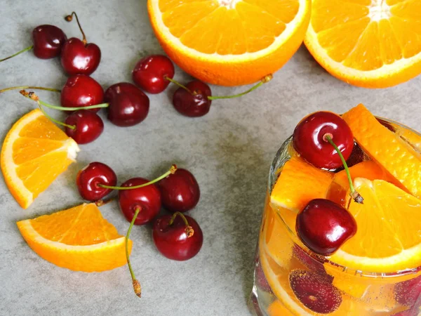 Summer Detox Drink Orange Cherry — Stock Photo, Image