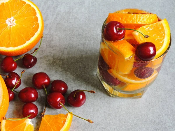 Bebida Desintoxicación Verano Naranja Cereza —  Fotos de Stock