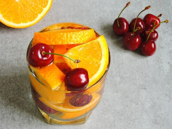 Bebida Desintoxicación Verano Naranja Cereza —  Fotos de Stock