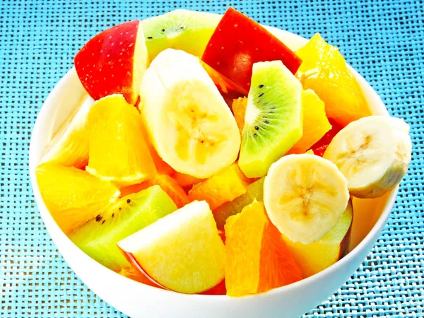 Bol Salade Fruits Salade Fruits Avec Kiwi Banane Orange Pomme — Photo