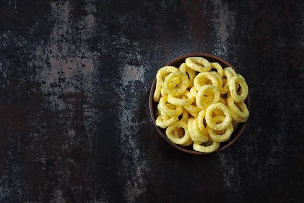 Kukuřičné Kroužky Misce Cibulové Kroužky Misce — Stock fotografie