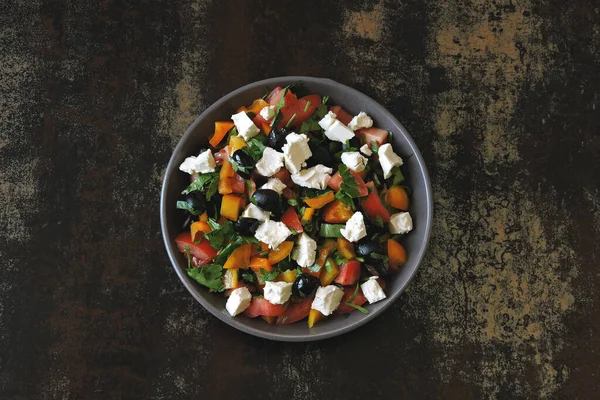 Nahöstliche Küche Gemüsesalat Mit Feta Und Petersilie Heller Nahrhafter Salat — Stockfoto