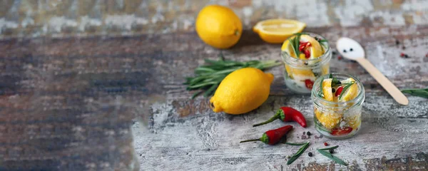 Citrons Fermentés Dans Des Pots Citron Mariné Salé Probiotiques Aliments — Photo