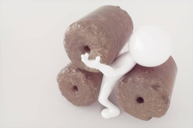 Şekil sembolik olarak işten yıpranmıştır - stres konsepti - 3d oluşturma