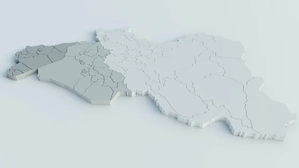 Mapas de Siria, Irak e Irán en escala de grises - Representación 3D — Foto de Stock