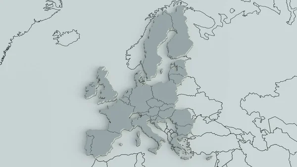 Europe on a world map with the borders of continents and countries - 3D Rendering — ストック写真