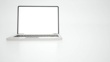 Beyaz bir yüzeyde dizüstü bilgisayar - 3D görüntüleme