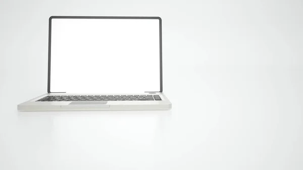 Laptop auf weißer Oberfläche - 3D-Rendering — Stockfoto
