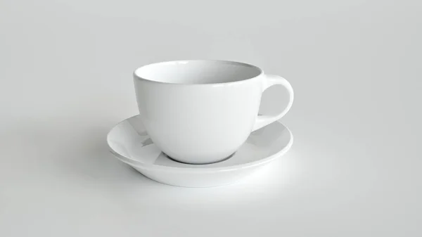 Weiße Tasse auf weißem Hintergrund - 3D-Rendering — Stockfoto
