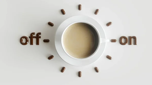Кофейная чашка с циферблатом - концепция для утренней усталости - 3D рендеринг — стоковое фото