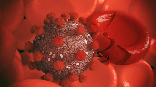 コロナウイルスの顕微鏡像 3Dレンダリング — ストック写真
