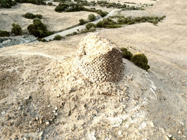 Vista aérea de nuraghe por dron, Cerdeña — Foto de Stock