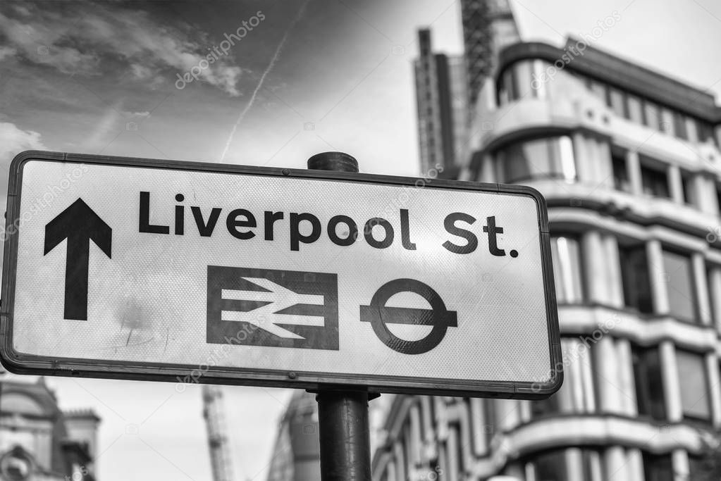 Liverpool St. street sign against building