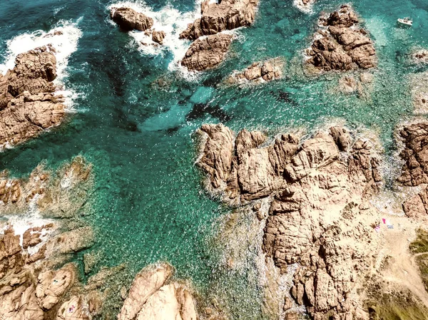 Vista Aérea Desde Dron Costa Esmeralda Cerdeña Italia — Foto de Stock