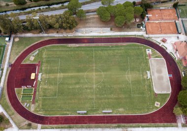 Atletizm sahası, hava manzarası.
