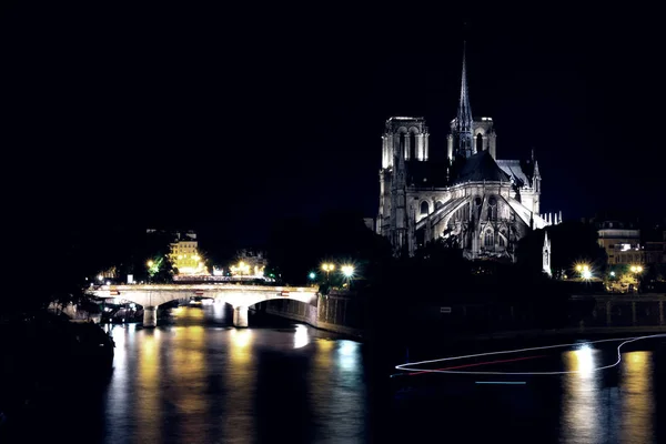 Catedral Notre Dame Noche París — Foto de Stock